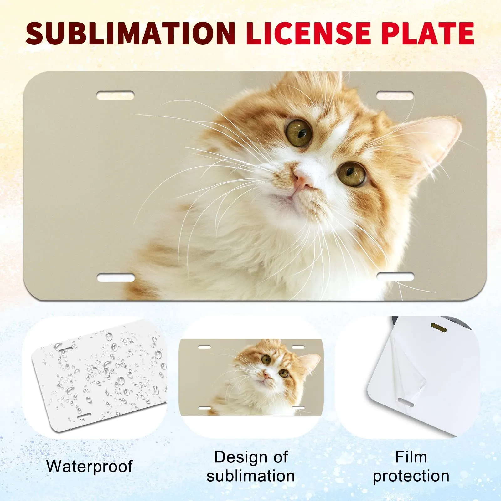 10 Pack Sublimation License Plate Blanks,Heat Thermal Transfer Sheet DIY Picture Sublimation Blank,Metal Aluminum Automotive License Plate Plates Tag for Custom Design Work - White