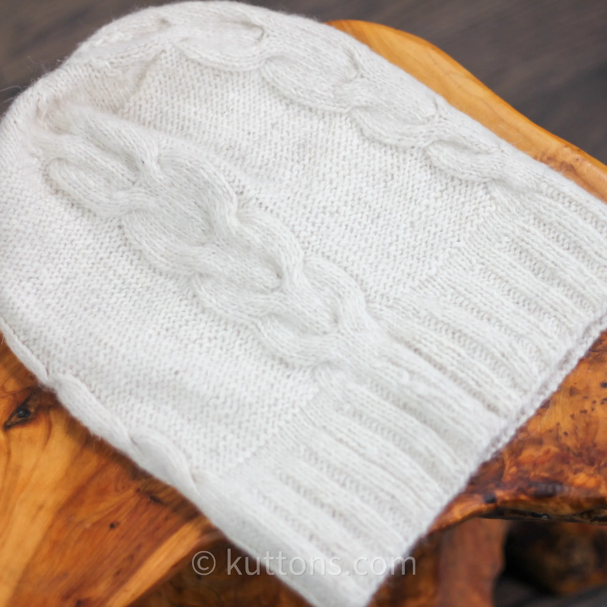 100% Pure Cashmere Beanie - Handknit Pashmina Cashmere Hat from Ladakh Himalayas | Cream, Unisex