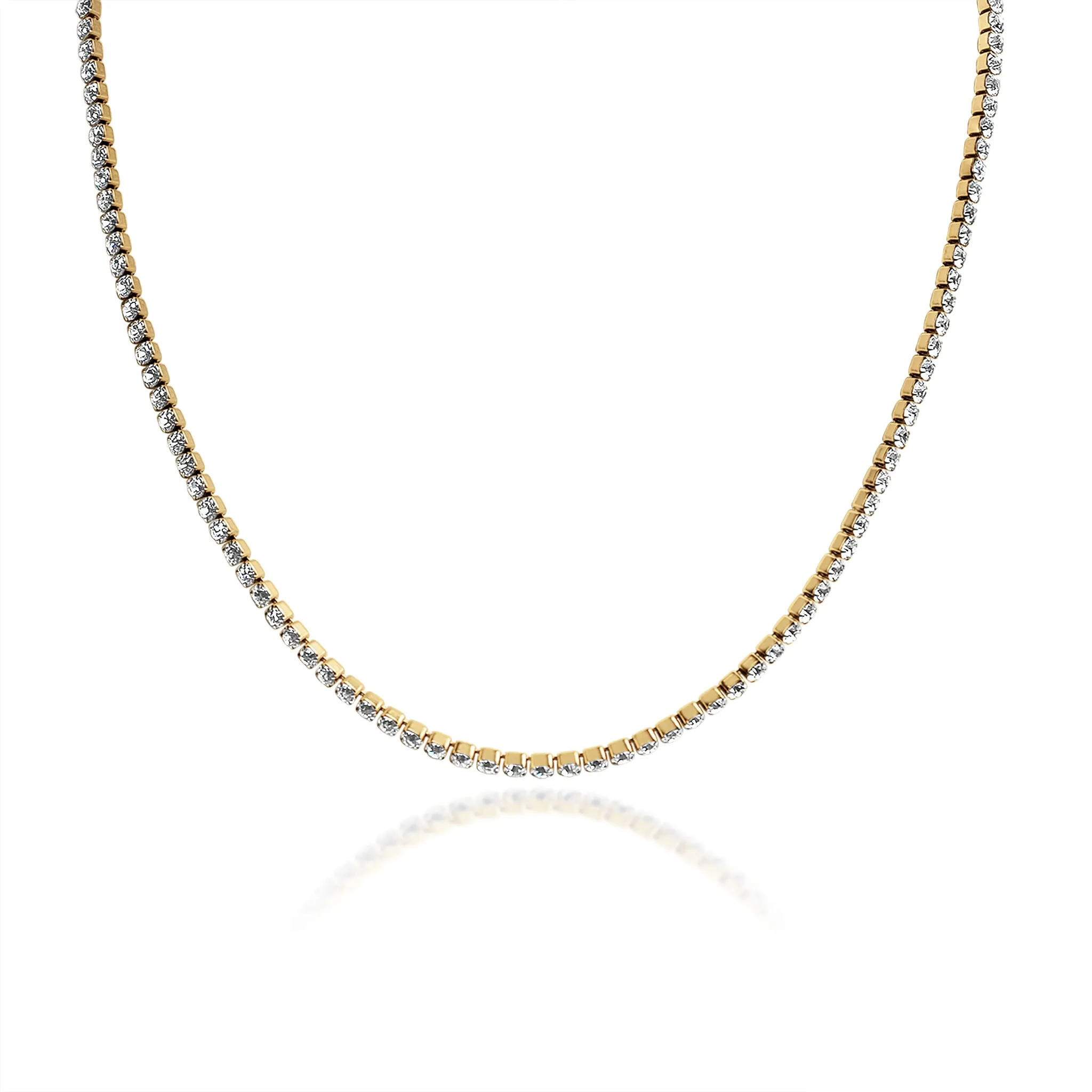 18K Gold PVD Stainless Steel CZ Tennis Chain Necklace / TNN0002