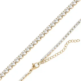 18K Gold PVD Stainless Steel CZ Tennis Chain Necklace / TNN0002