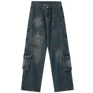 1984 Denim Cargo Pants Unique Pockets