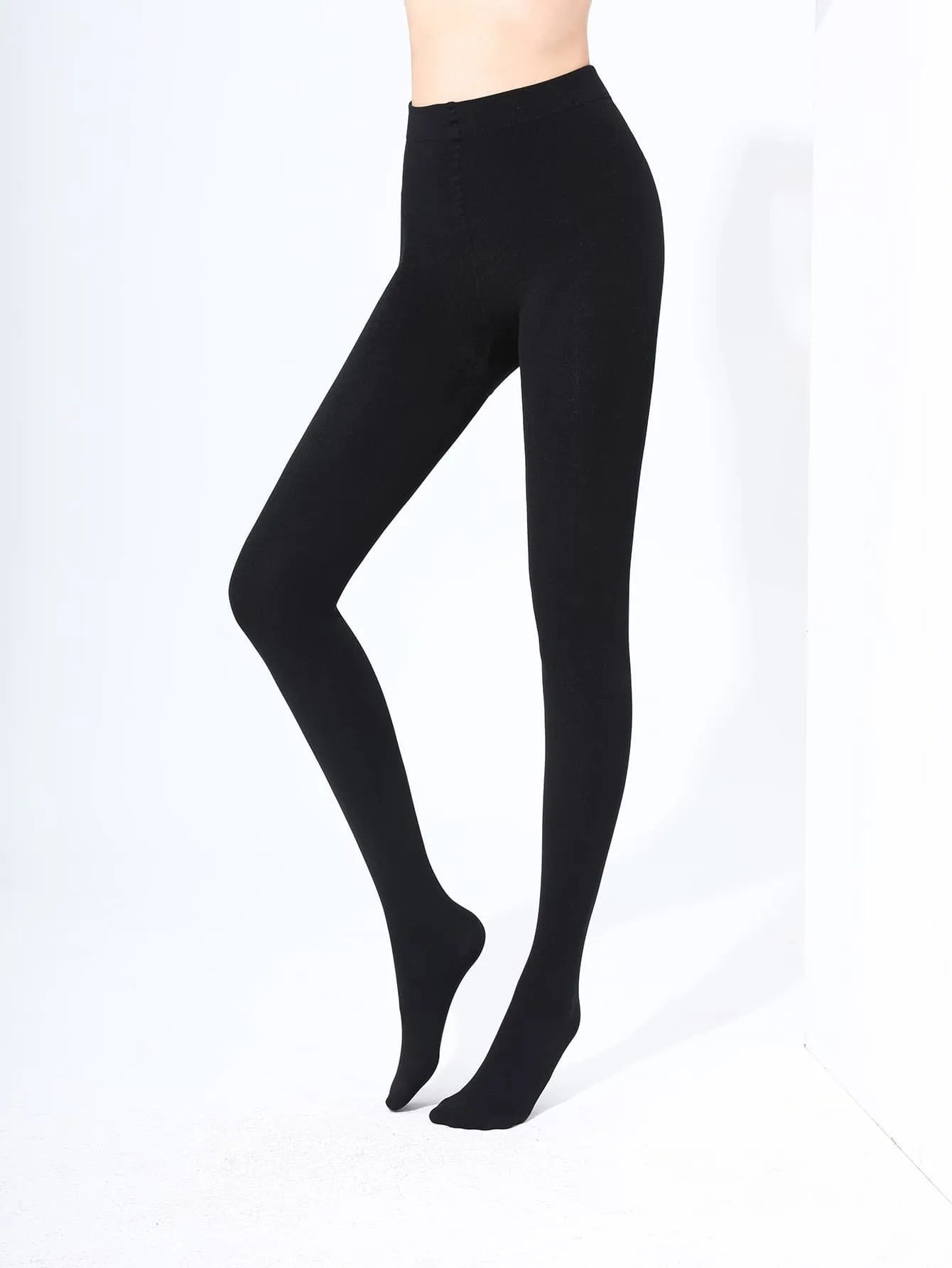 1pair 1200D Plush Lined Black Snag Tights SD