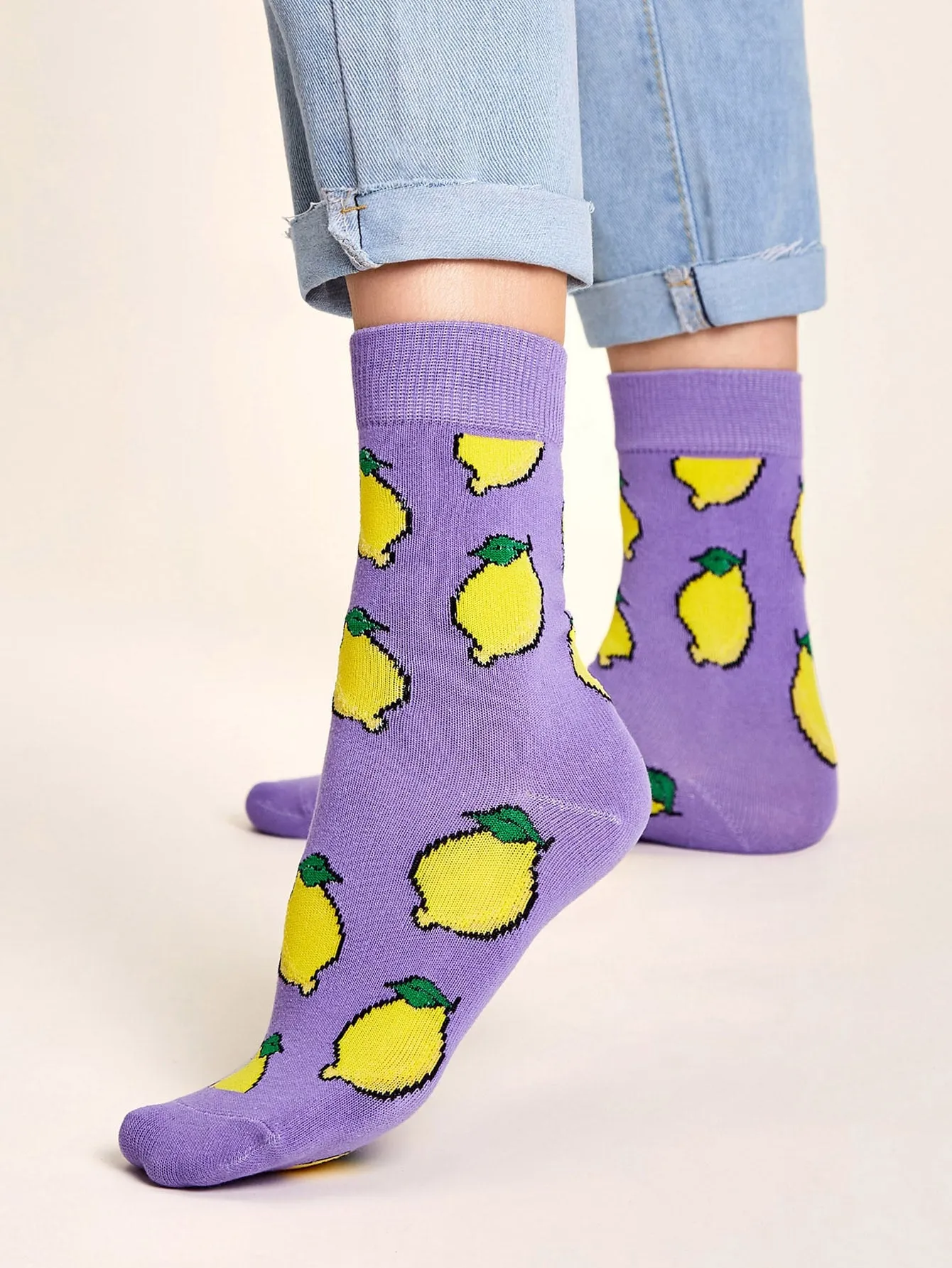 1pair Fruit Pattern Socks