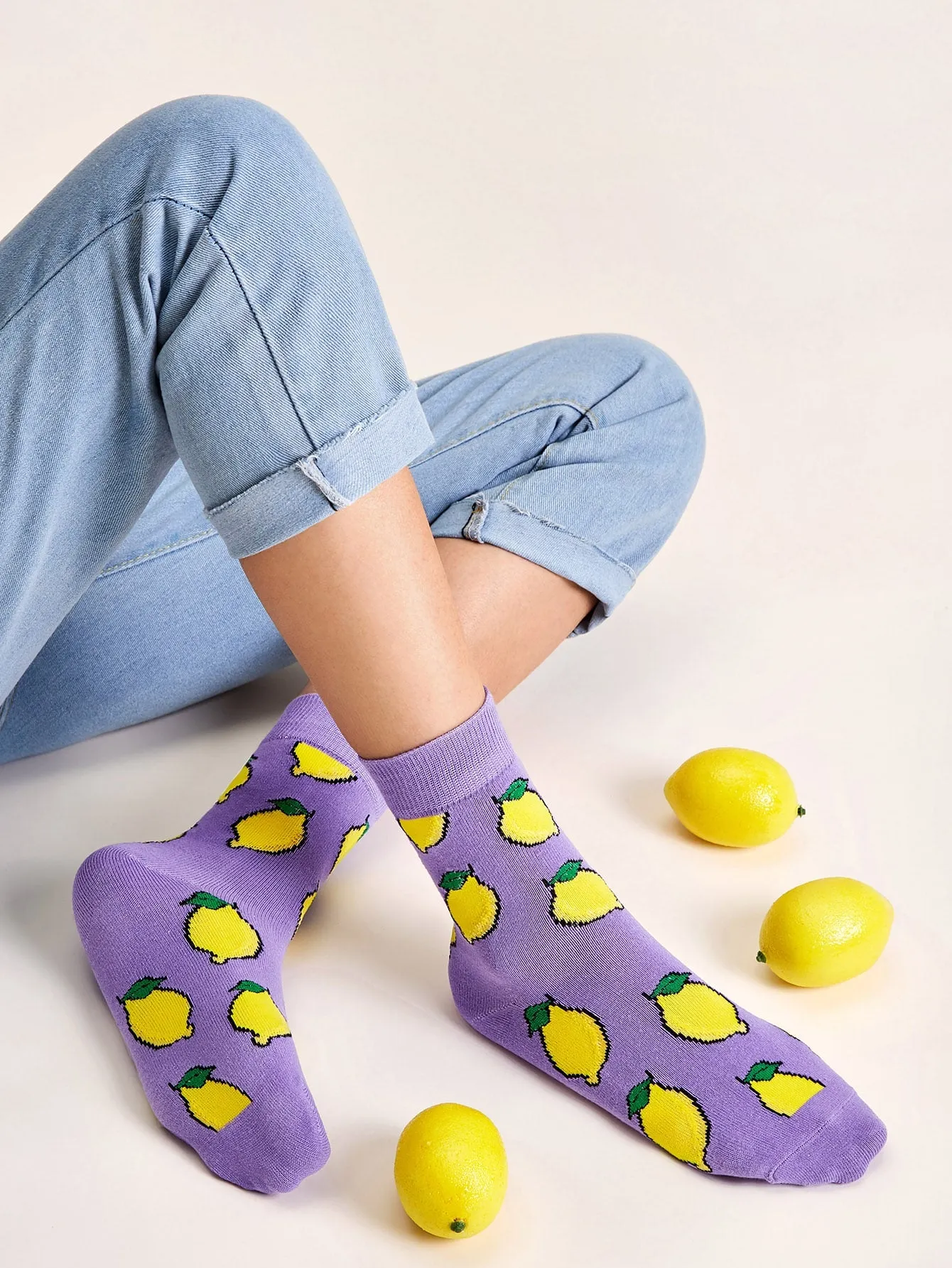 1pair Fruit Pattern Socks