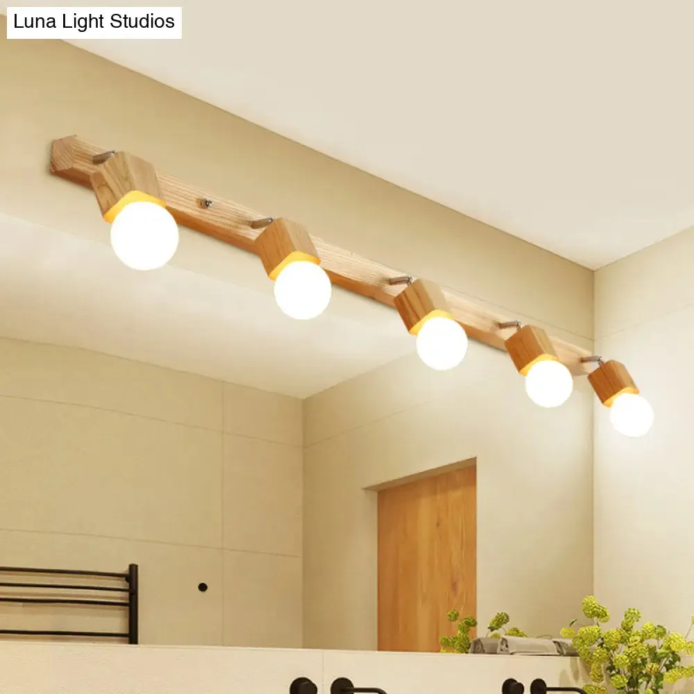 Adjustable Wooden Vanity Mirror Light: Modern Sconce for Bathroom Vanity