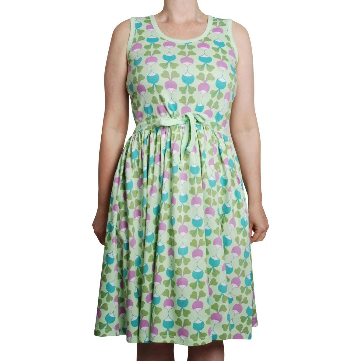 Adult's Radish - Patina Green Sleeveless Dress With Gathered Skirt