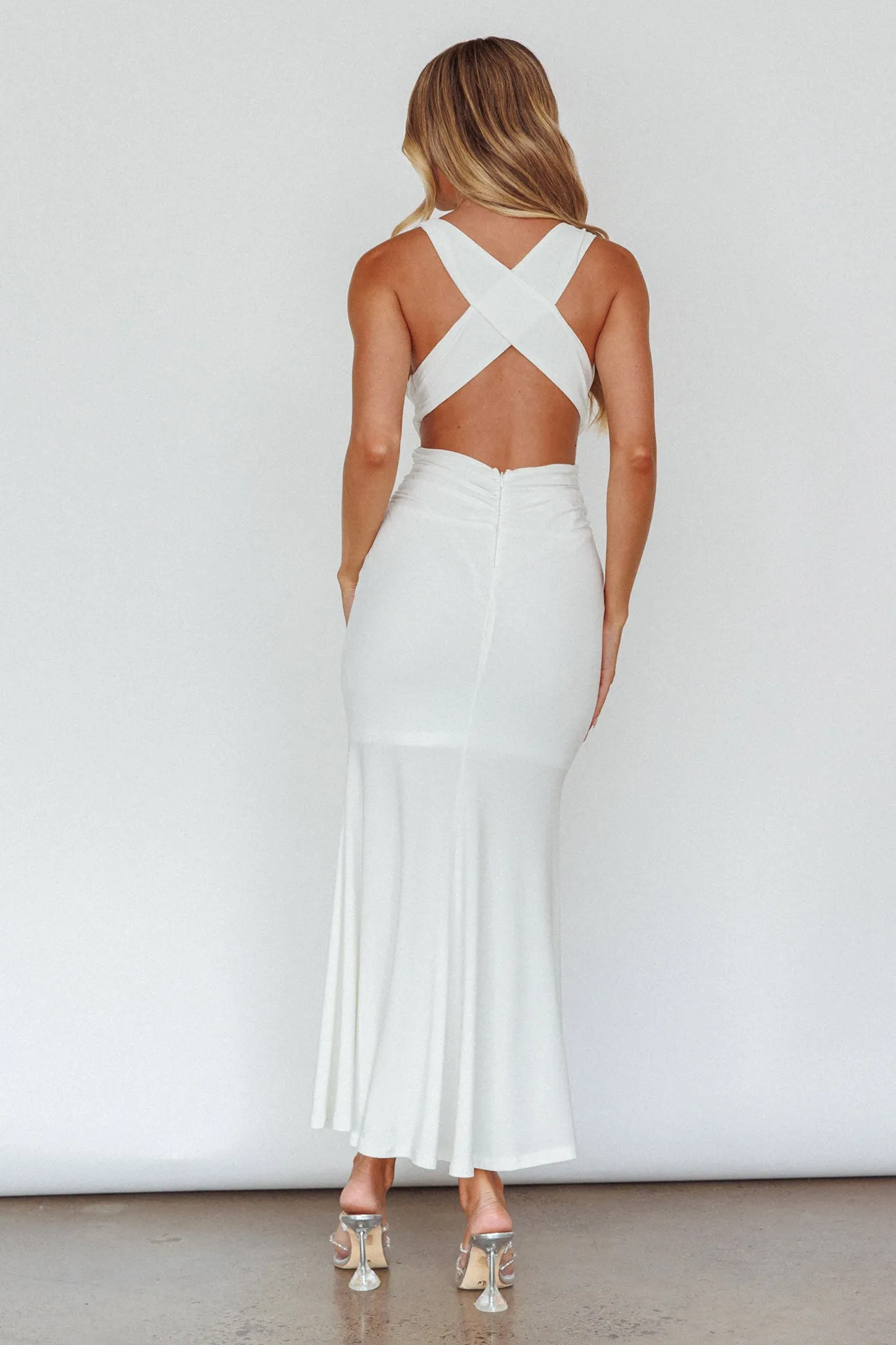 Alethia Cross Back Midi Dress White