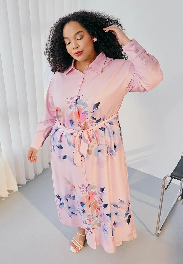 Alexa Floral Belted Long Shirt Dress