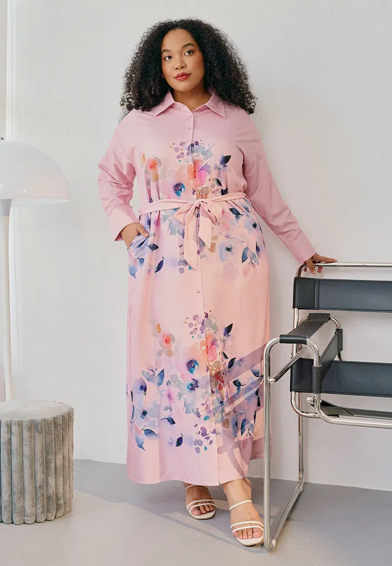 Alexa Floral Belted Long Shirt Dress