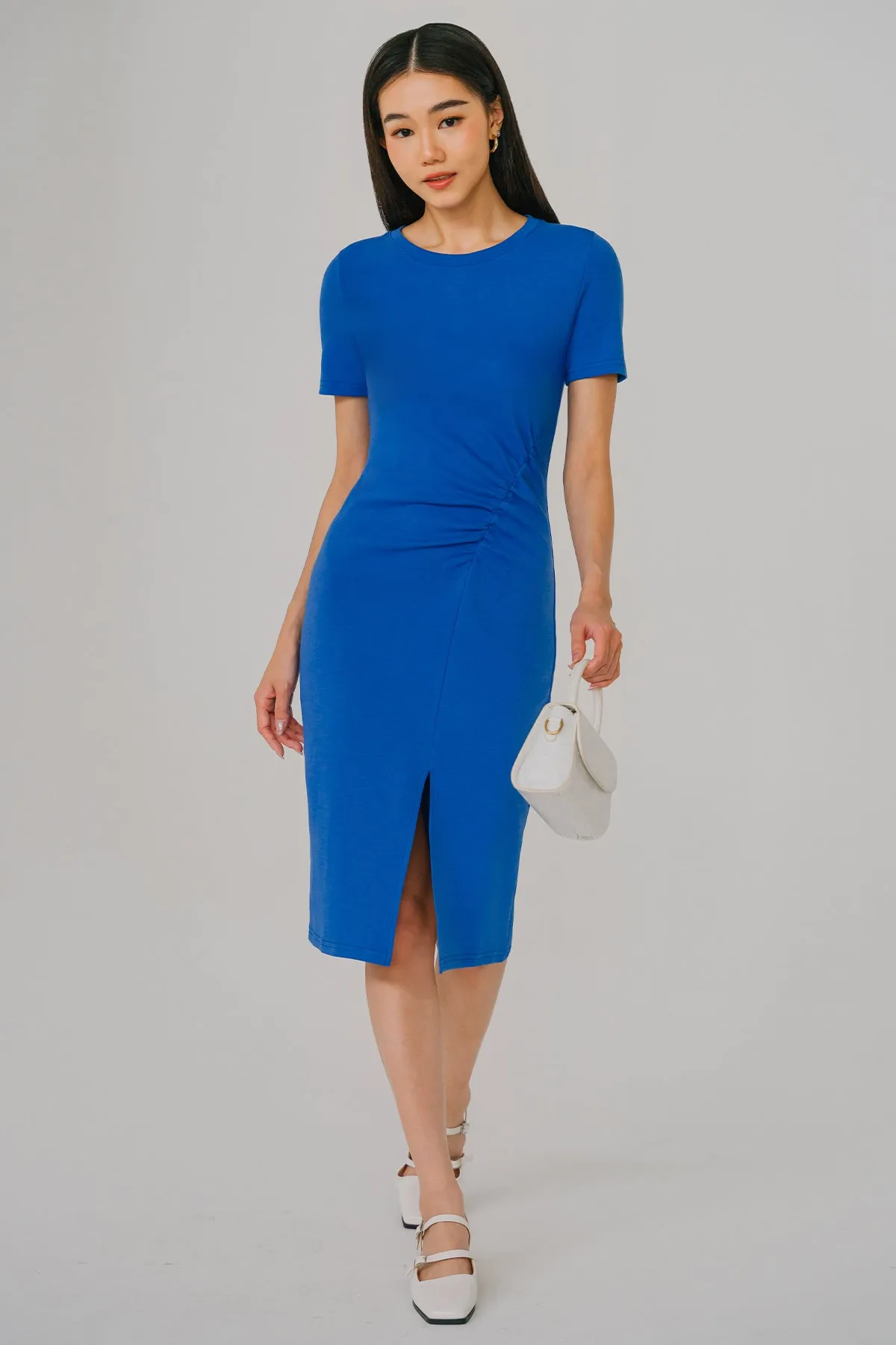 All-day Ruched Midi Dress (Cobalt)