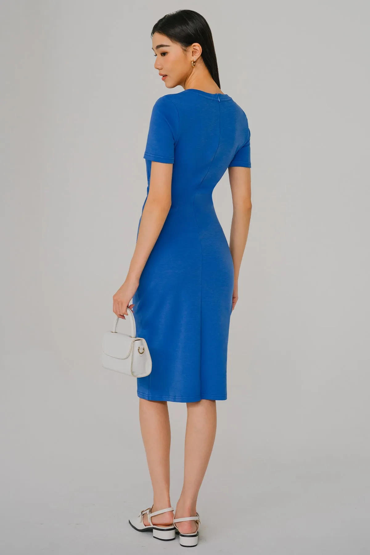 All-day Ruched Midi Dress (Cobalt)