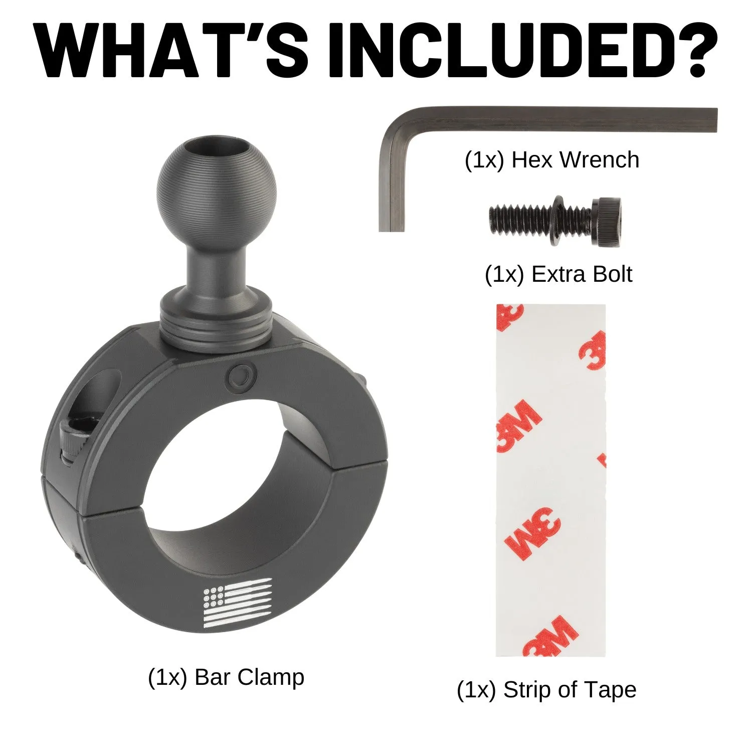 Aluminum Bar Clamp Mounts with 20mm Ball (various sizes)