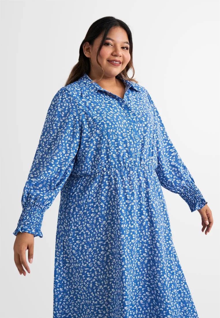 Amara Half Button Smock Sleeve Dress