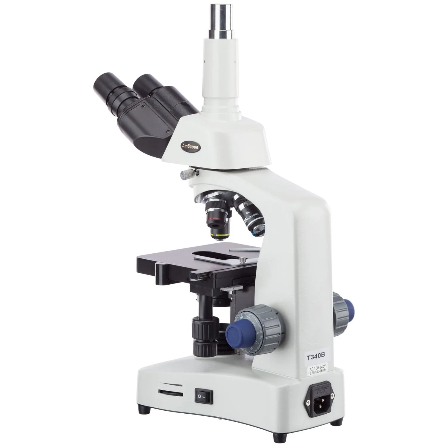 AmScope T340 Series Trinocular Compound Microscope 40X-2000X Magnification with 3W LED, 3D Mechanical Stage and 10MP USB 2.0 C-mount Camera