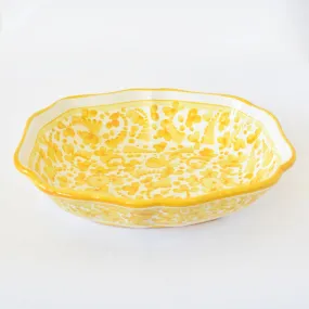 Arabesco Yellow scalloped oval bowl