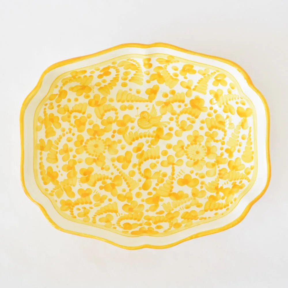 Arabesco Yellow scalloped oval bowl