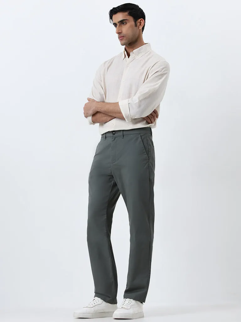 Ascot Olive Relaxed-Fit Mid-Rise Cotton Blend Chinos