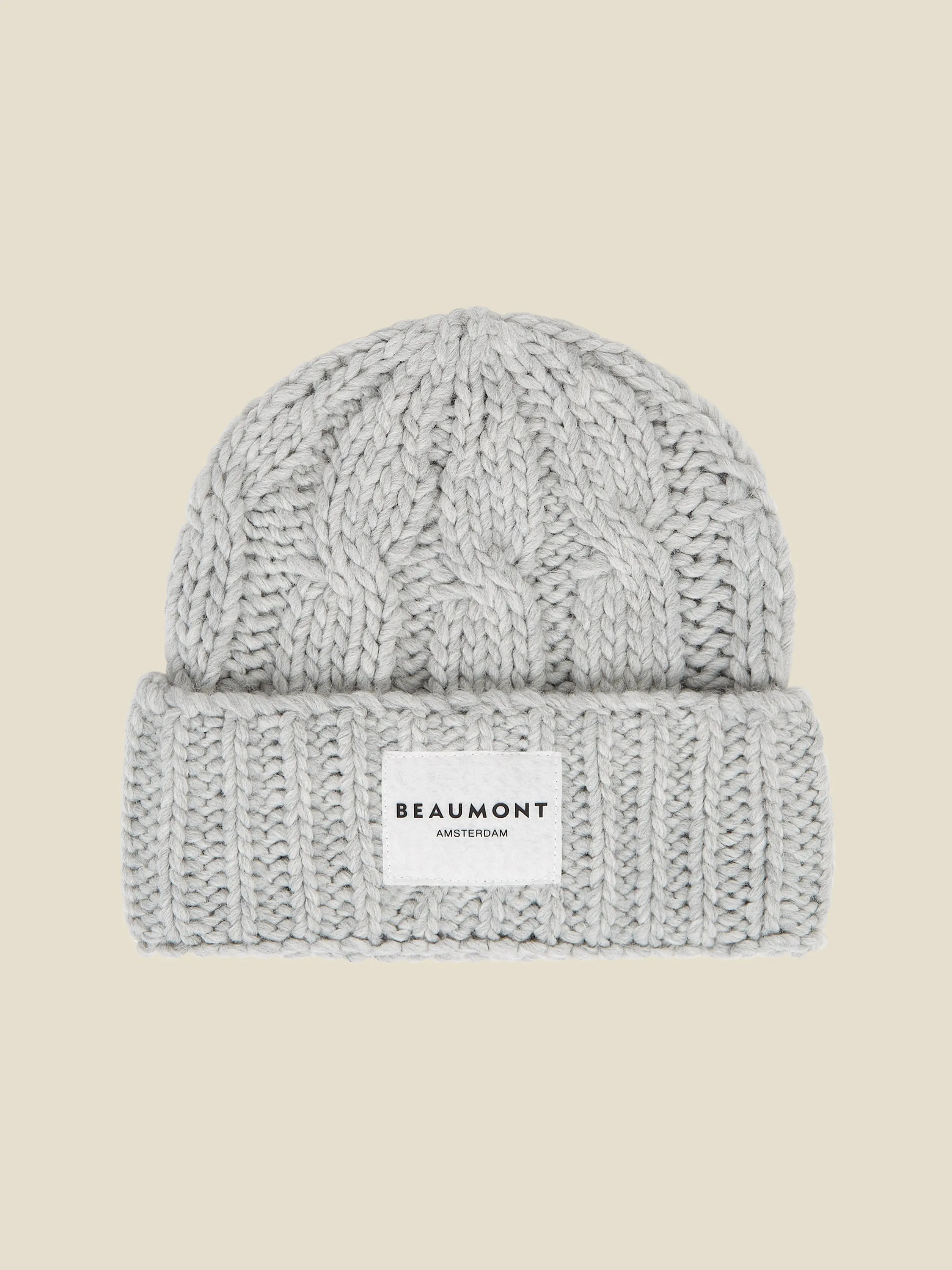 Ava CABLE beanie soft - Grey heather