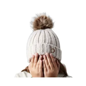 BB412B - Beechfield Junior Faux Fur Pom Pom Chunky Beanie