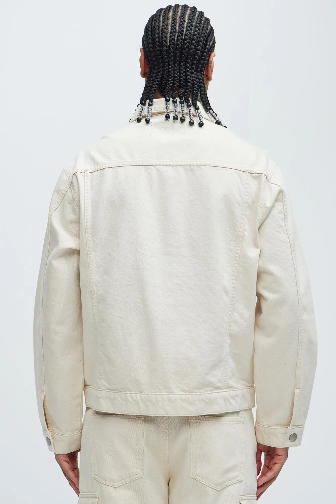 Benson Distressed Trucker Jacket - Cream