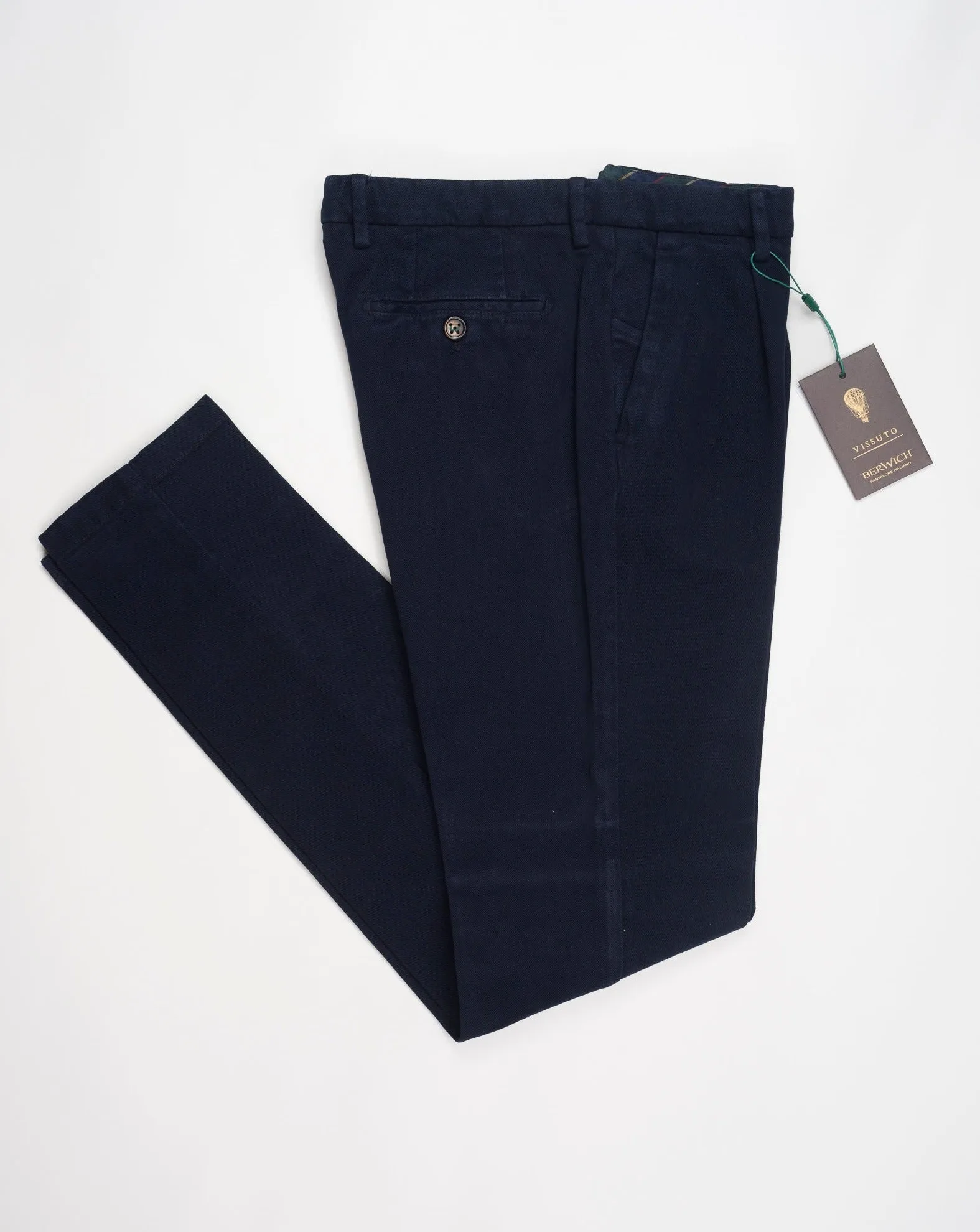 Berwich Garment Dyed Heavy Cotton Chinos / Navy