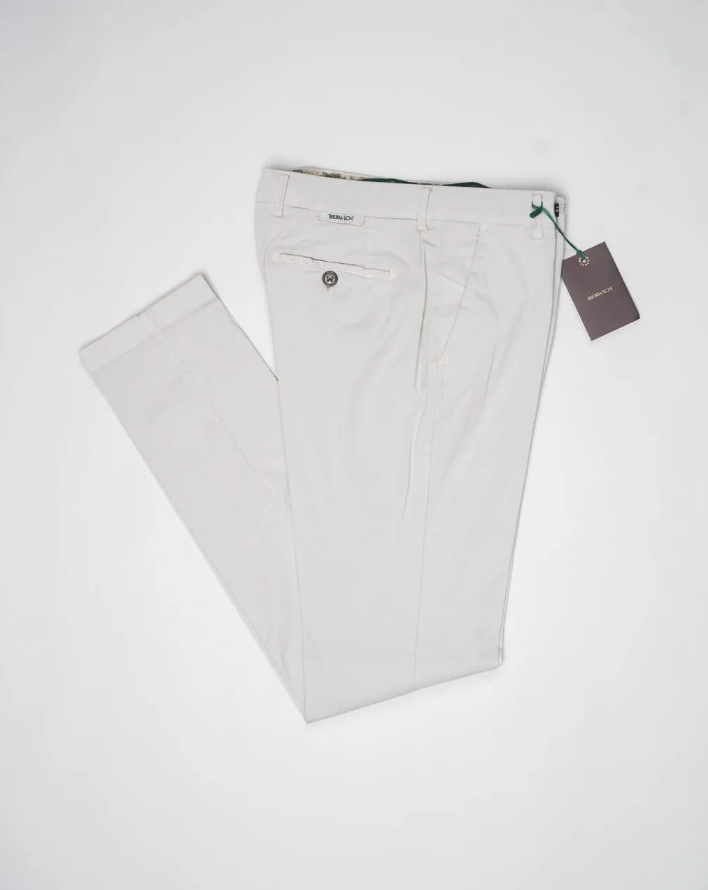 Berwich Morello Garment Dyed Cotton & Silk Chinos / Pomice