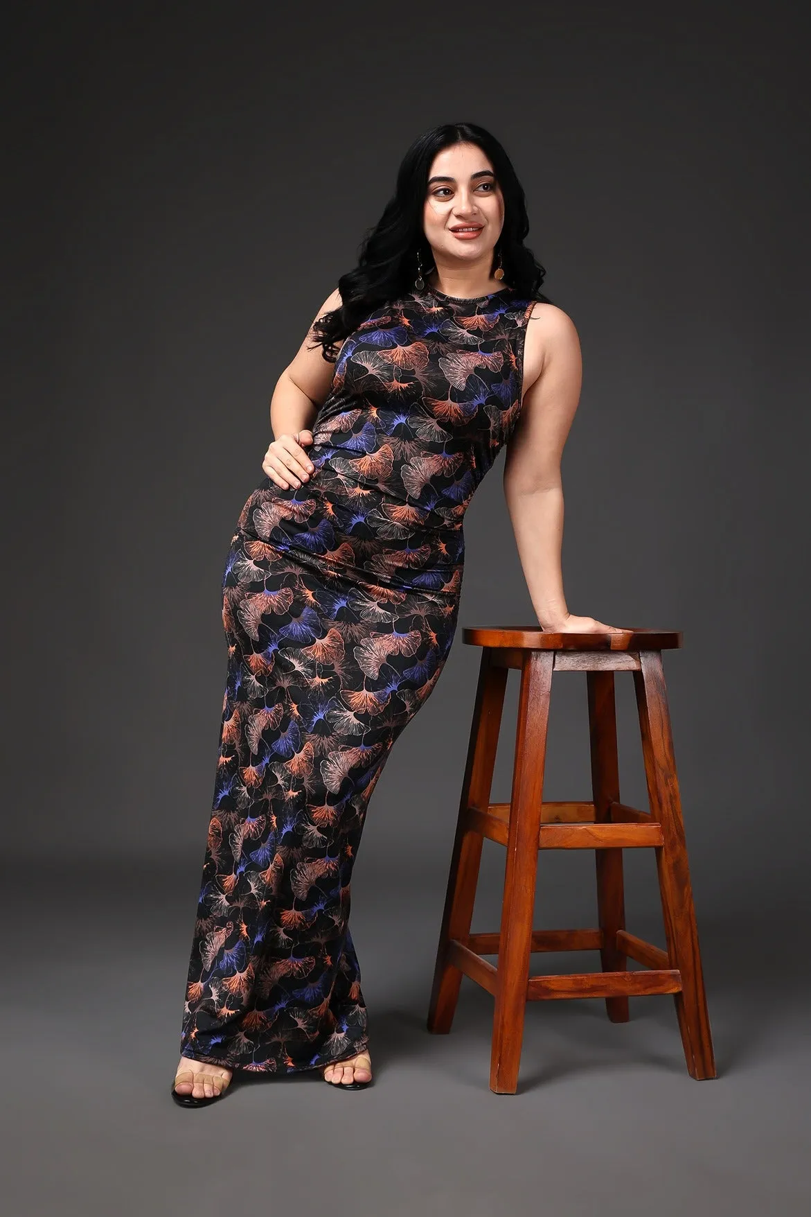 Black Jungle Printed Bodycon Dress