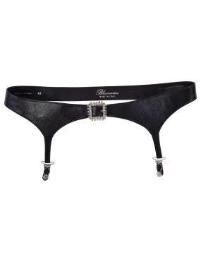 Blumarine Vintage Black Leather Rhinestone Garter Belt