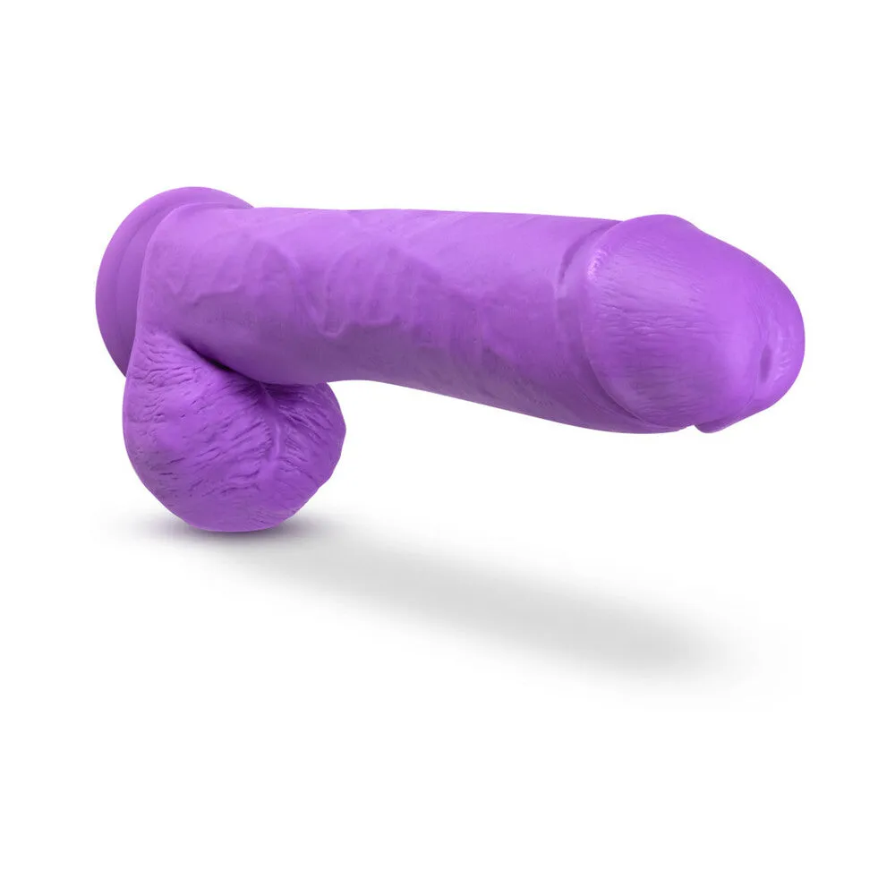 Blush Neo Elite 11 in. Silicone Dual Density Dildo with Balls & Suction Cup Neon Purple