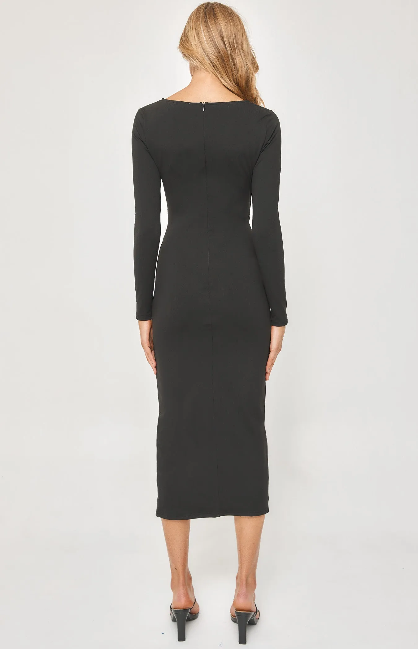 Bodycon Midi Dress with Front Knot Detail