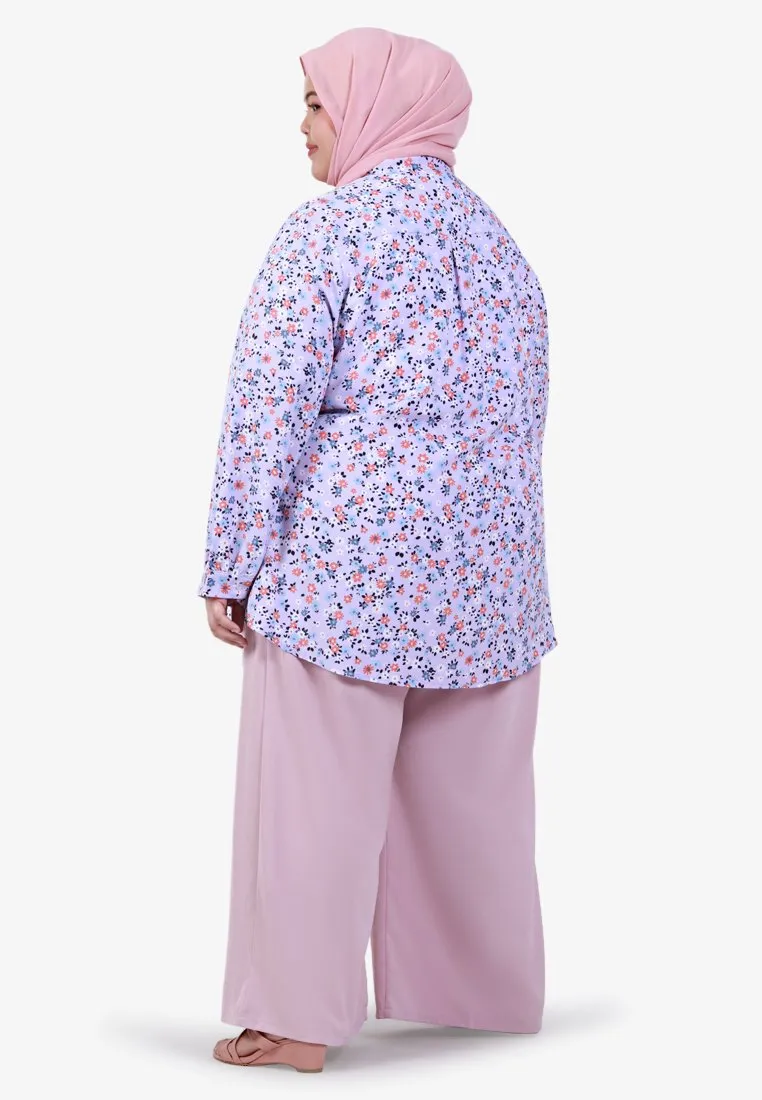 Bowen High-neck Bow Printed Blouse - Lilac