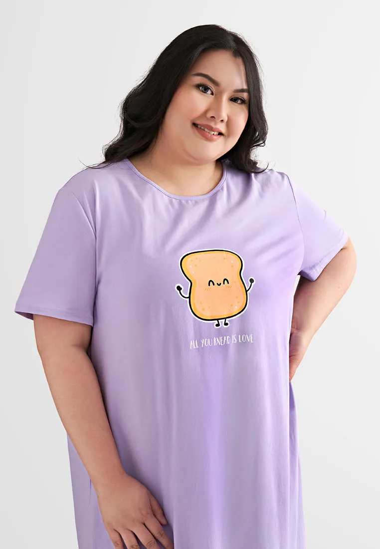 Breakfast Cotton Jersey Sleep Dress - Lilac Toast