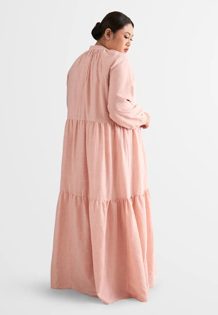 Brielle Bohemian Tiered Long Dress - Pink