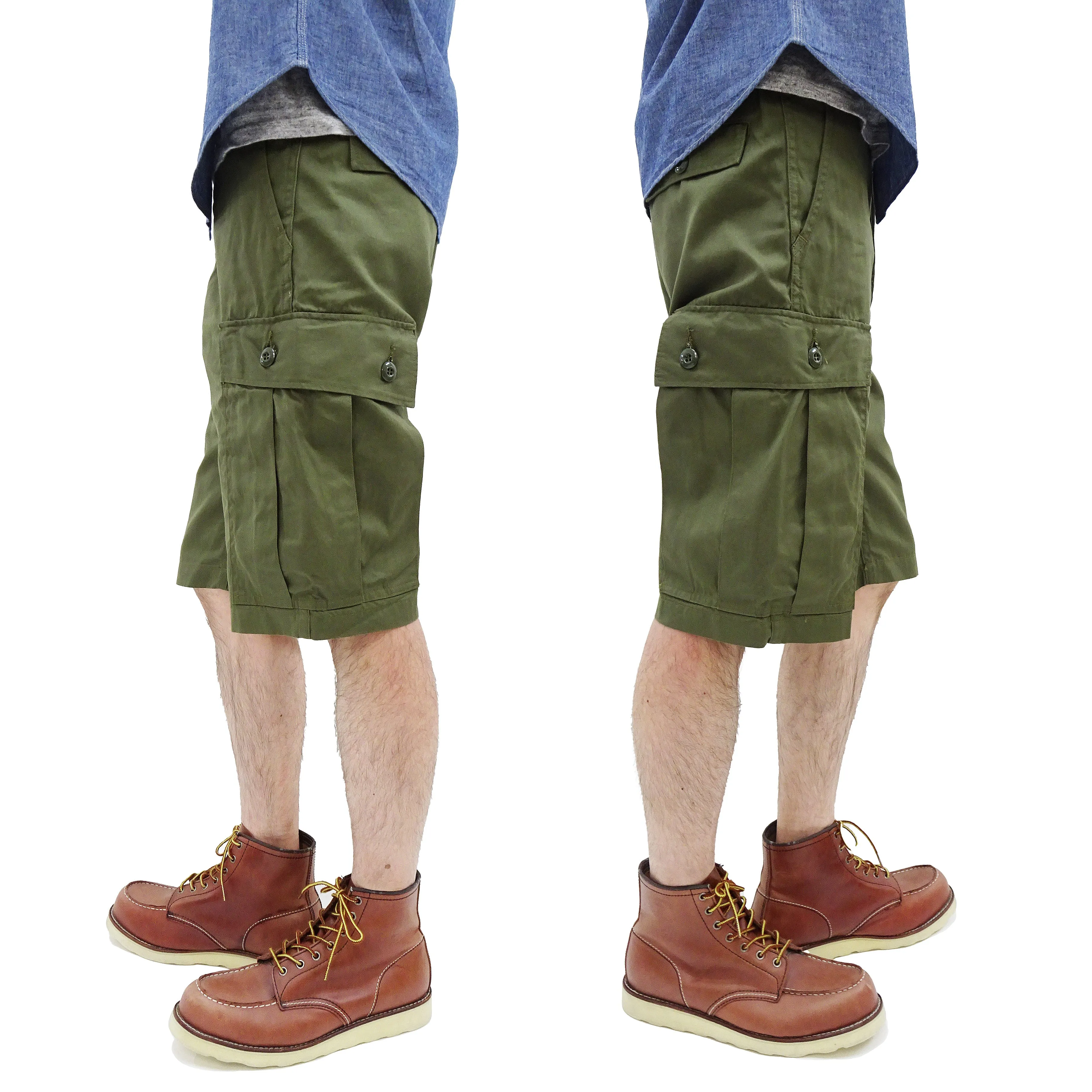 Buzz Rickson Cargo Shorts Men's Knee-Length Version of the US Army Vietnam Tropical Jungle Trousers BR51907 Olive