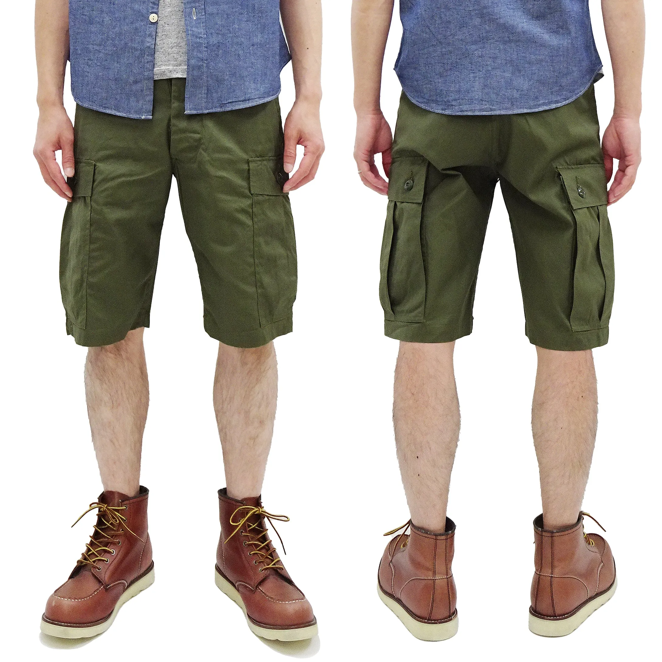 Buzz Rickson Cargo Shorts Men's Knee-Length Version of the US Army Vietnam Tropical Jungle Trousers BR51907 Olive