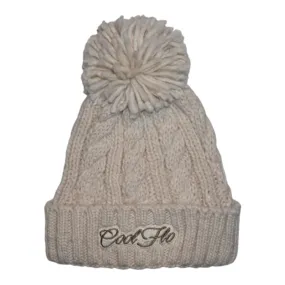 Cable Knit Bobble Hat - Oatmeal