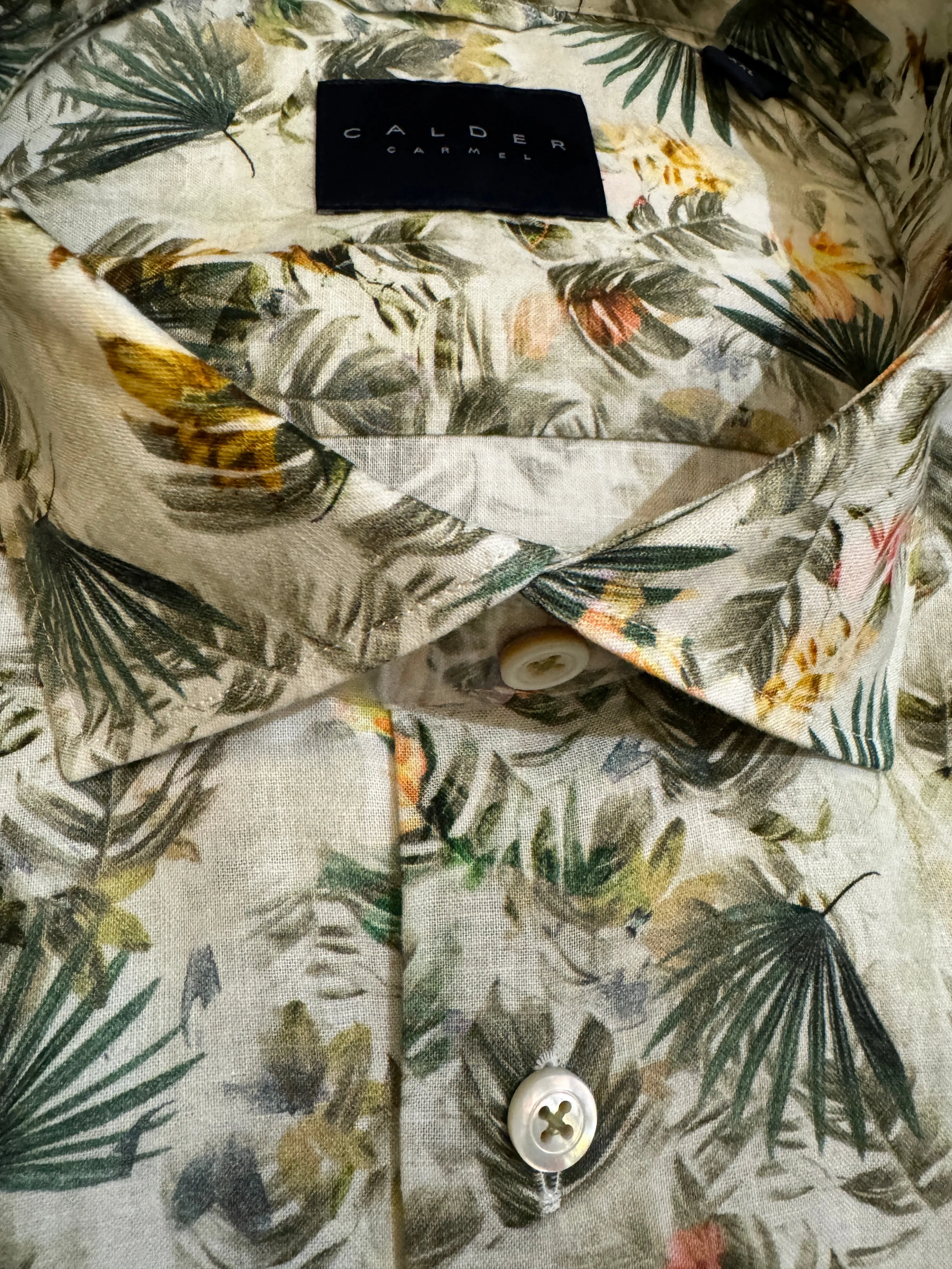 Calder SS Shirt Woven Poplin - Sage Floral