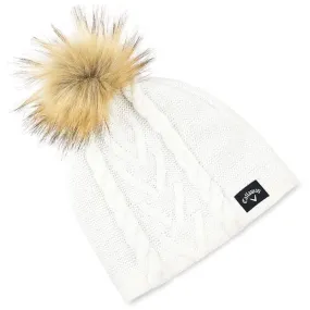 Callaway Ladies Winter Pom Pom Beanie Hat - Cream