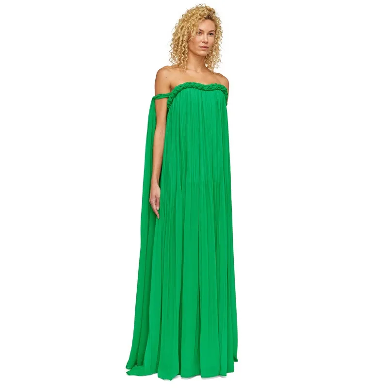 Camilla Draped Floor Length Dress - Jade