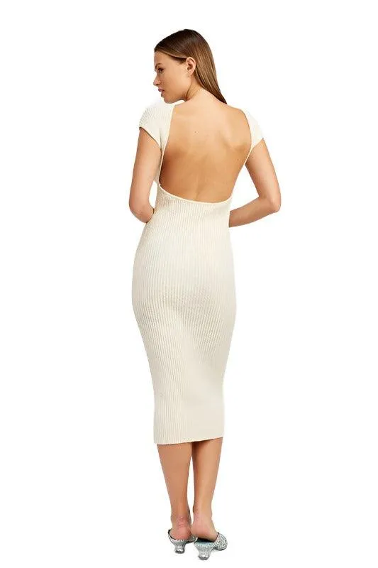 CAP SLEEVE BODYCON DRESS WITH OPEN BACK