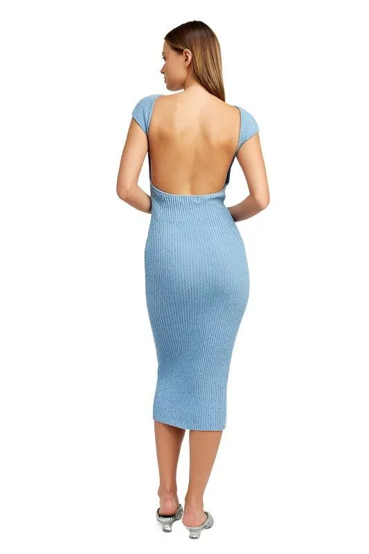 CAP SLEEVE BODYCON DRESS WITH OPEN BACK