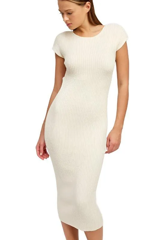 CAP SLEEVE BODYCON DRESS WITH OPEN BACK