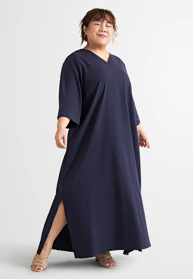 Carla V-neck Flowy Linen Dress