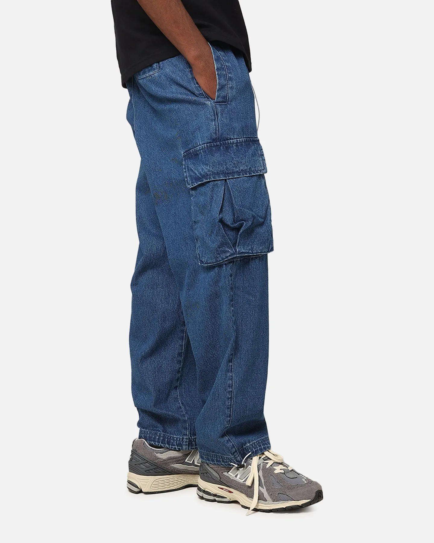 Carre Denim Superior Cargo Joggers Mid Blue Denim