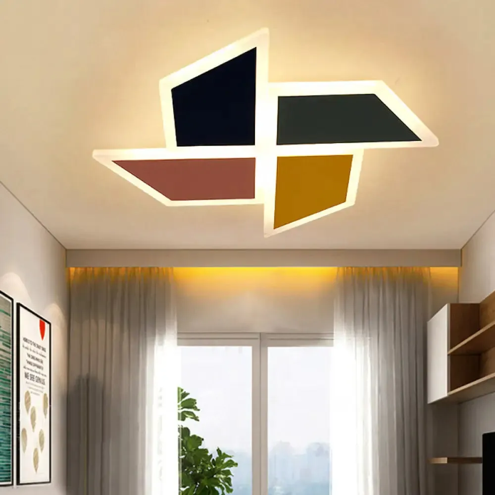 Cartoon Toy Windmill LED Ceiling Light - Acrylic Flush Mount - Multicolor - Ideal for Study Room