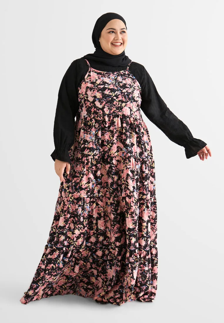 Celia Adjustable Strap Floral Long Tiered Dress