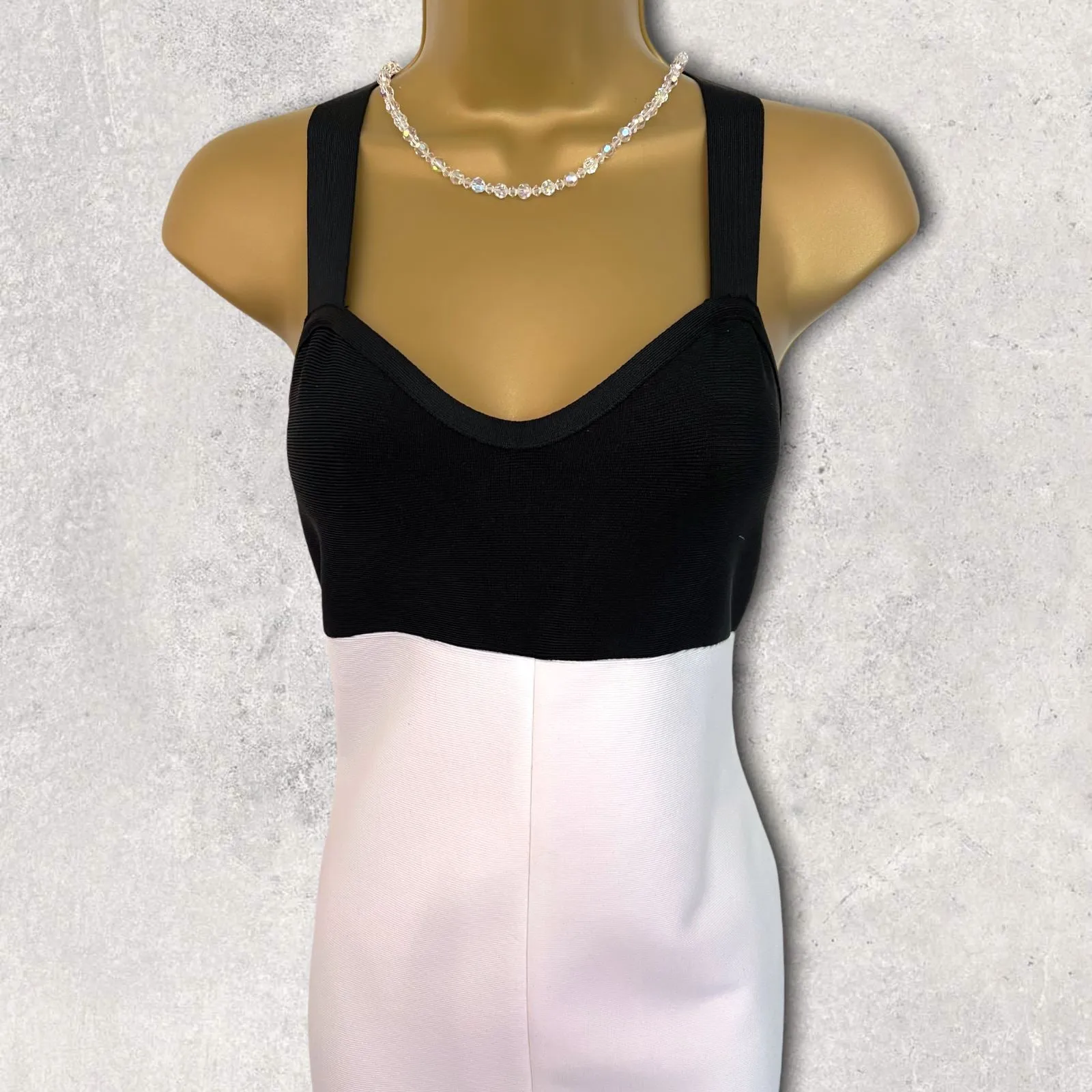 Coast Black & White Front Split Crossover Back Bodycon Dress UK 10/12 EU 38/40