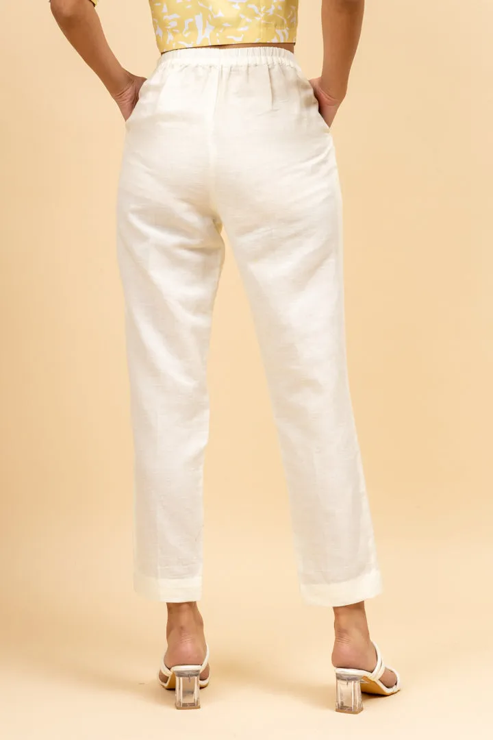 Comfortable Office White Women's Pant