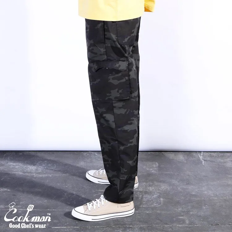 Cookman Chef Pants Cargo - Ripstop : Woodland Camo Black