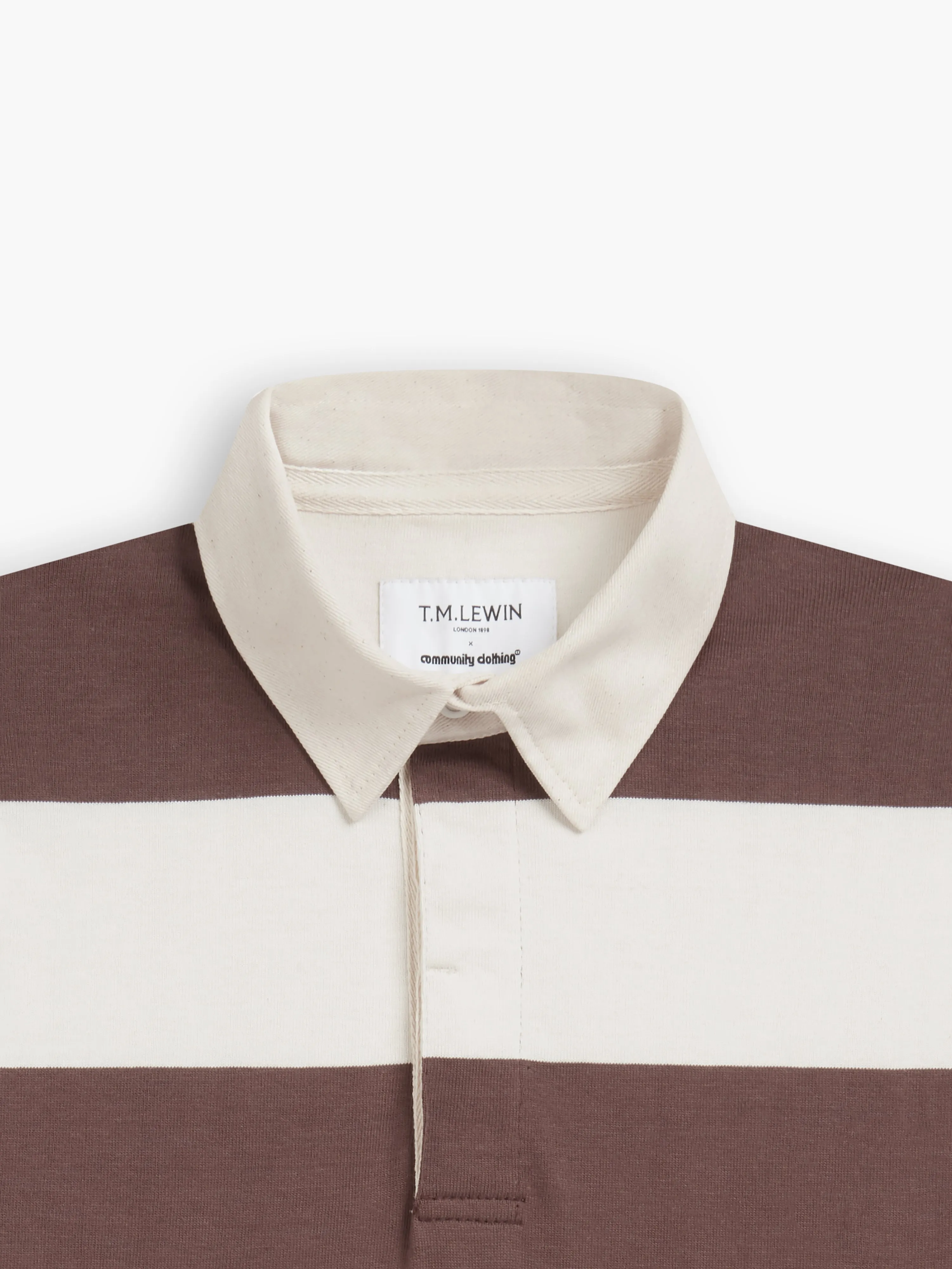 Cotton Rugby Shirt in Brown Stripe